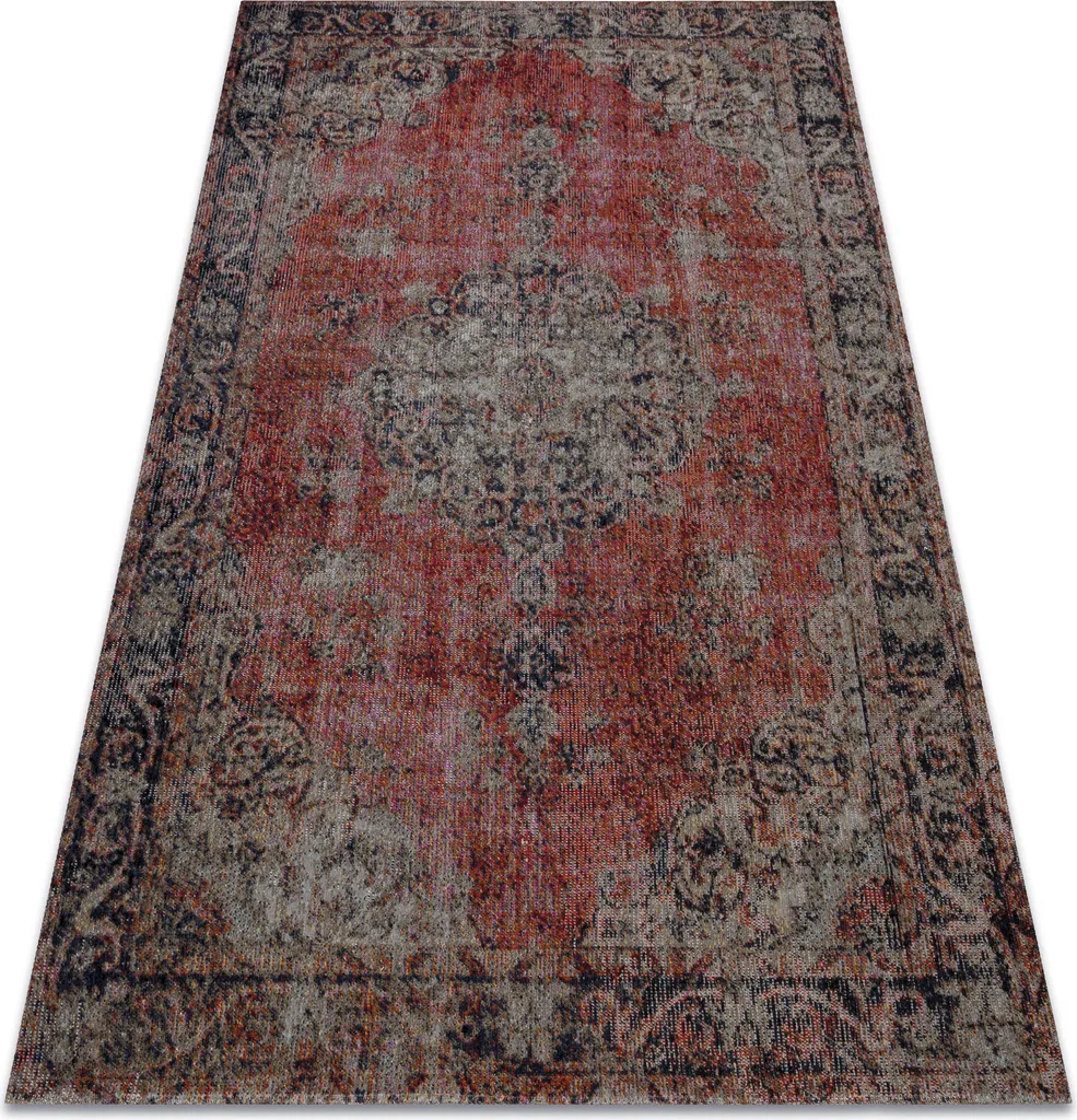 Grand tapis 140x190 cm pour salon ou terrasse motif rouge vintage Mundo
