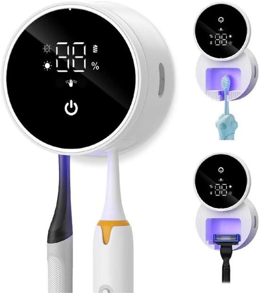Support Brosse à Dents Électrique UV avec Séchage et Affichage LED