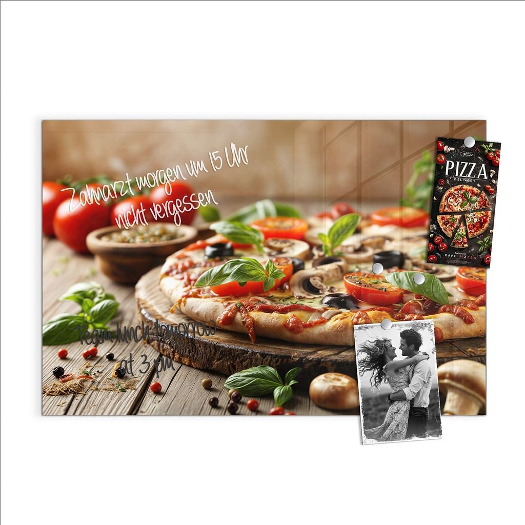 Magnettafel 90x60cm Pinnwand Whiteboard beschreibbar - Pizza im Holzofen