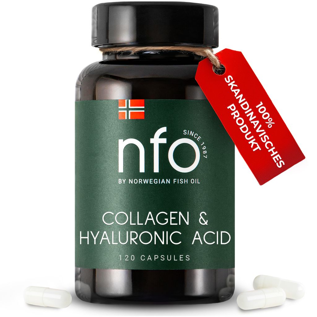 NFO Kollagen & Hyaluronsäure - für Hautelastizität, Gelenke und Vitalität - mit Biotin und Vitamin C [120 Kapseln]