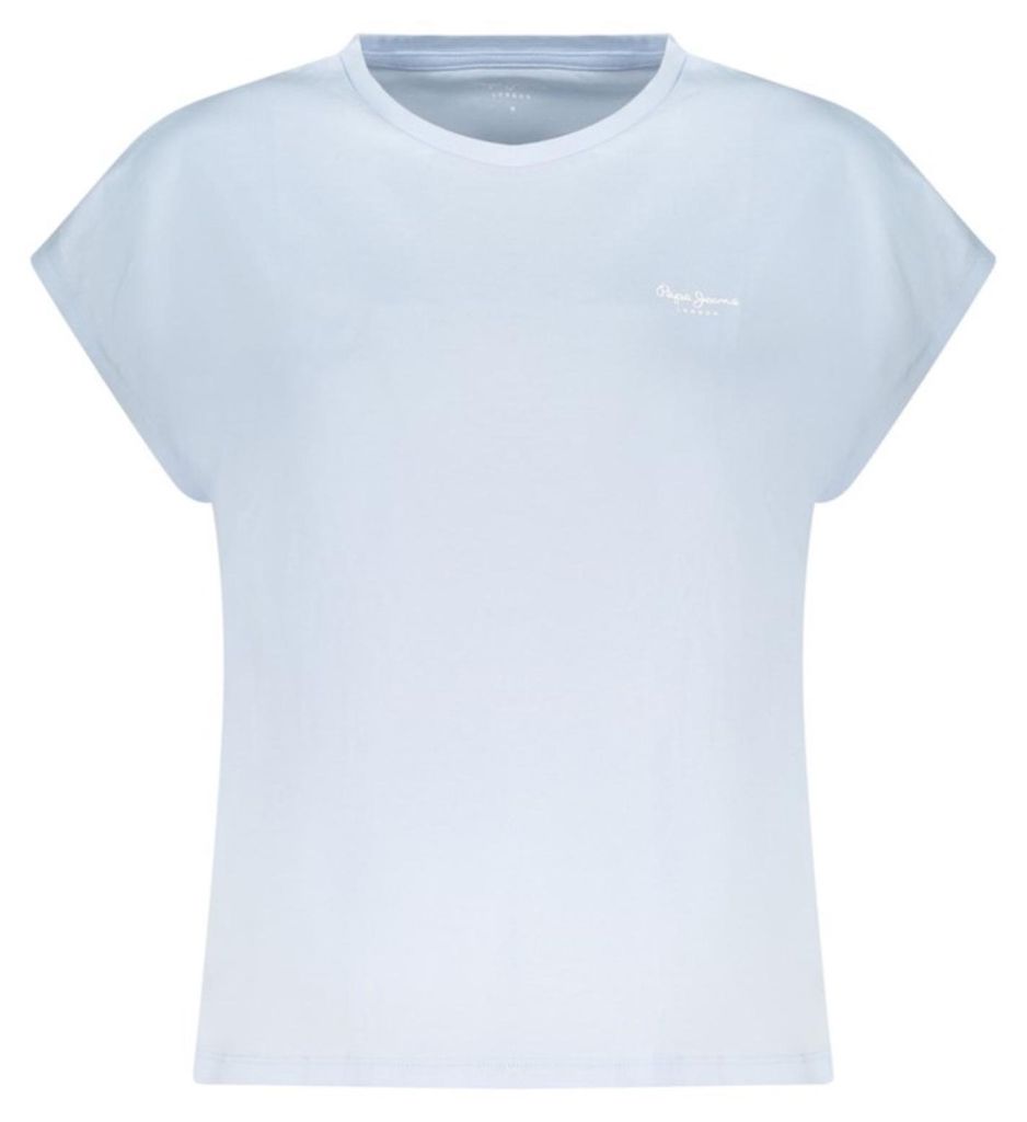 Blaues Damen T-Shirt aus Baumwolle mit Print und Rundhals