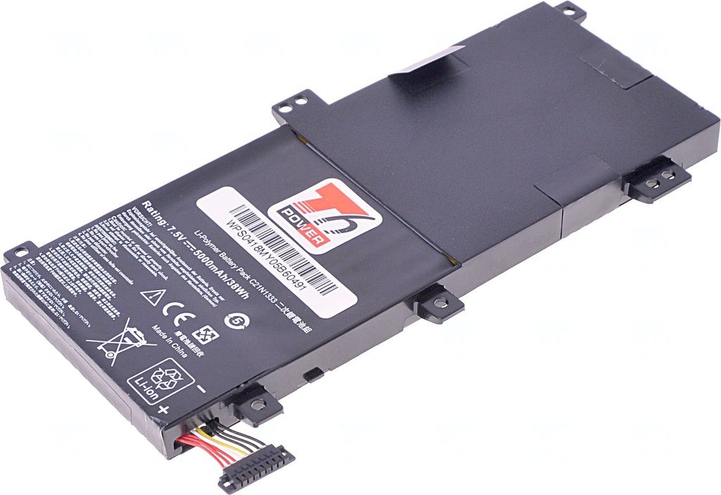 T6 Power Akku für Asus TP550LD, Li-Poly, 7,5 V, 5000 mAh (38 Wh), schwarz