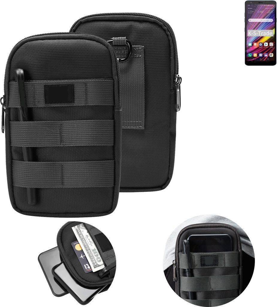 K-S-Trade Holster Gürtel Tasche kompatibel mit LG Electronics Neon Plus Handy Tasche Schutz Hülle dunkel-grau viele Fächer, 1x