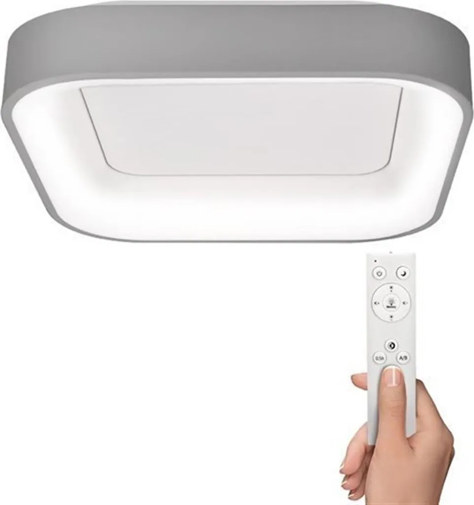 Plafonnier LED Treviso Solight Carré 48W 2880lm Dimmable Gris avec Télécommande