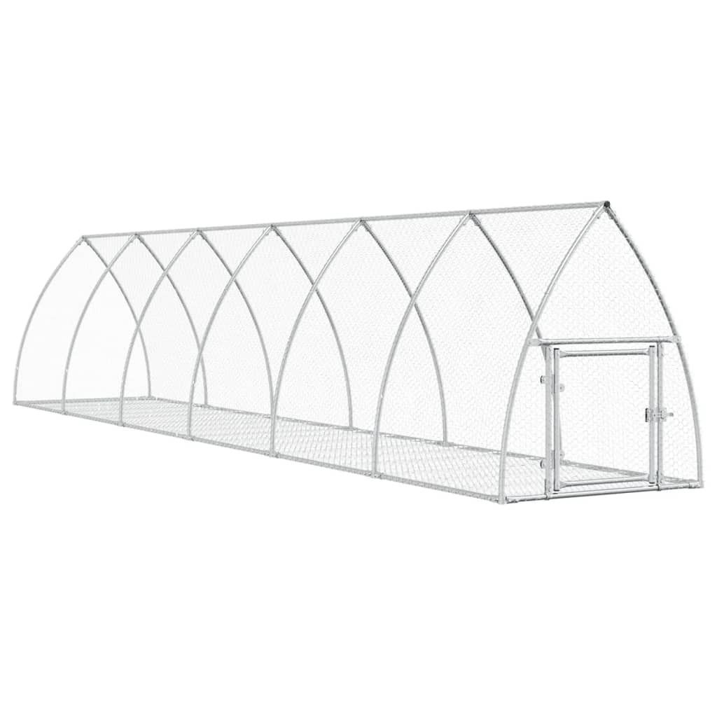 vidaXL Hasenstall Silbern 105x600x120 cm Verzinkter Stahl