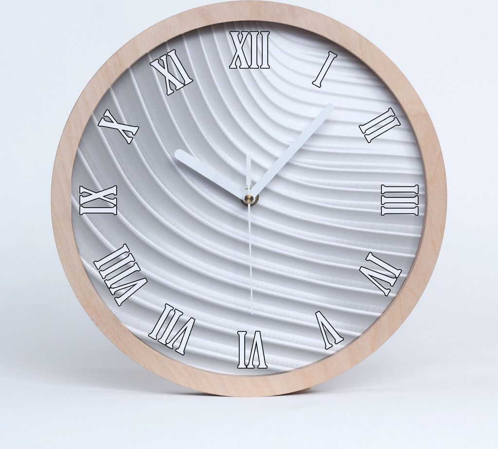 Holzuhr 25fi cm wanduhr - weiße Spitzen - abstrakte Linien Produktbild 