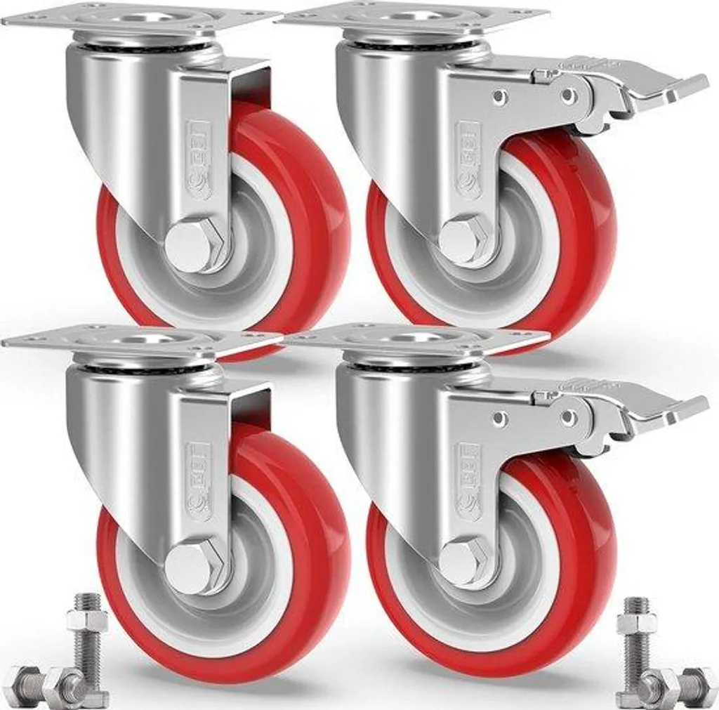 Roulettes pour chariot d'atelier 125mm charge lourde 800kg avec 2 freins