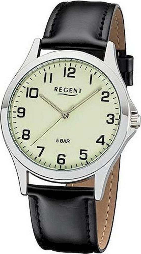 REGENT 1112426 Herrenuhr 39 mm Leuchtzifferblatt Leder 5 Produktbild 