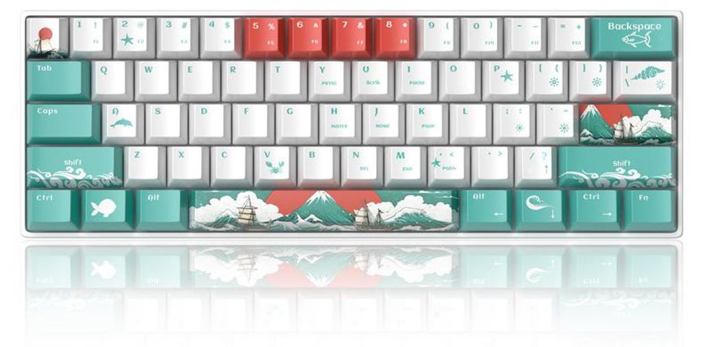 60% Mechanische Gaming Tastatur mit Red Switches, 61 Tasten PBT Keyboard RGB, kompakte USB Tastatur mit abnehmbarem Kabel
