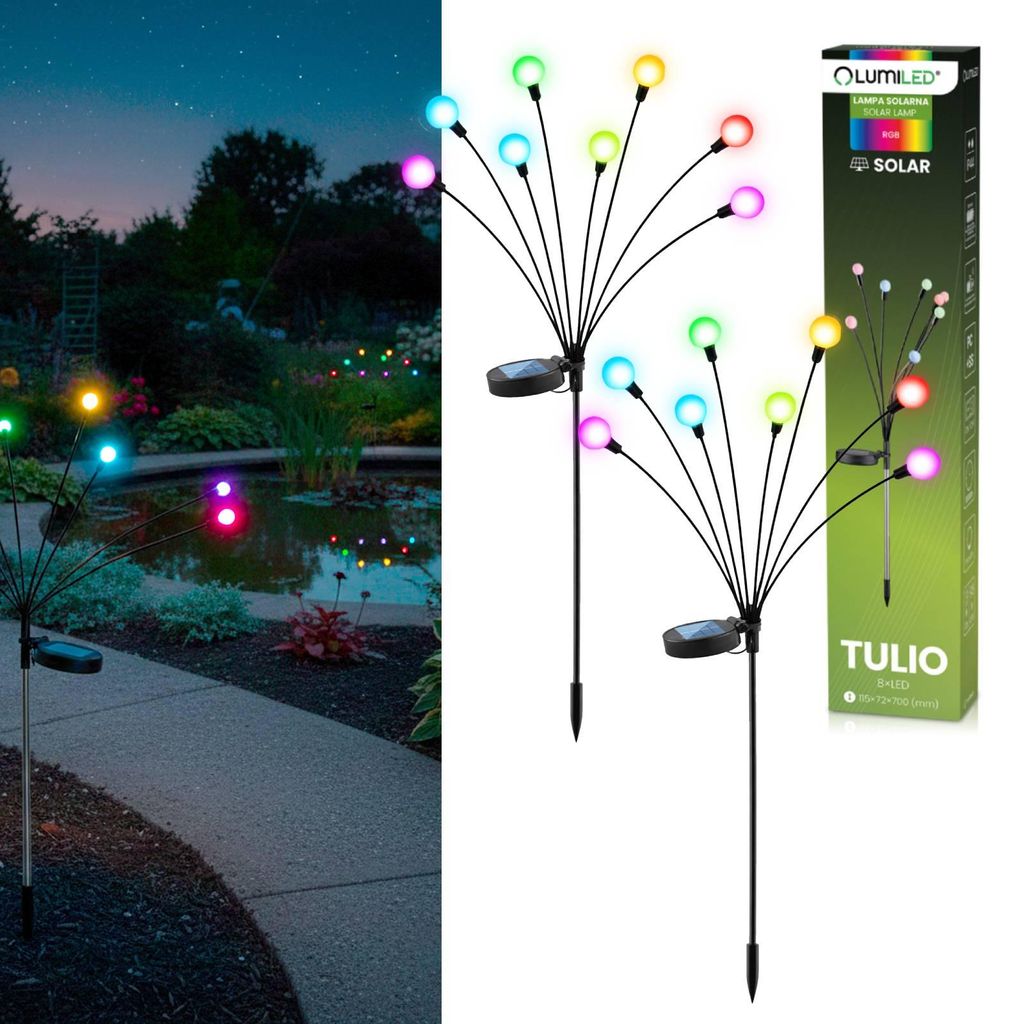 LUMILED 2 Stück Glühwürmchen Mehrfarbig RGB Solarlampe für Außen 70 cm Glühwürmchen Leuchte Garten Solarlampe mit Erdspieß Bienen Solar Weg...