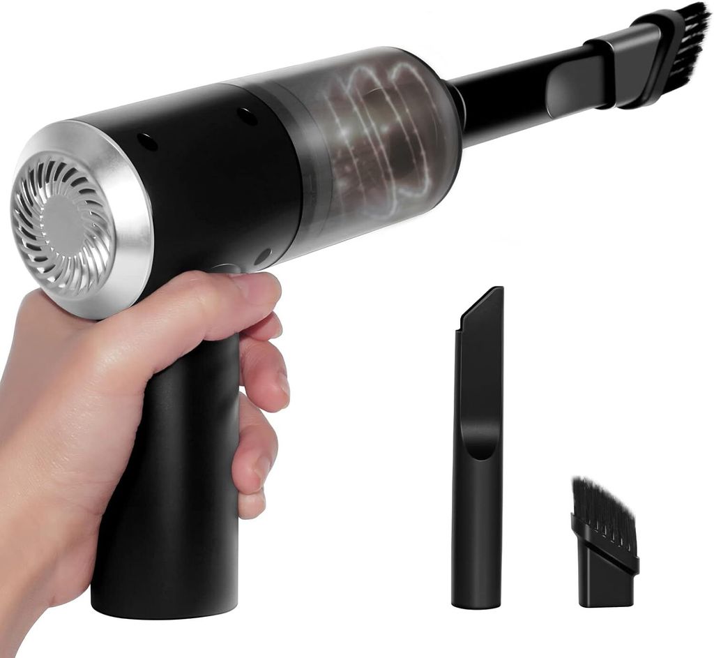 Handstaubsauger Akku Autostaubsauger,Mini Staubsauger Auto Kabellos,USB aufladbar Tragbar Leicht(310g) Handsauger mit LED-Licht für Tisch,Tastatur