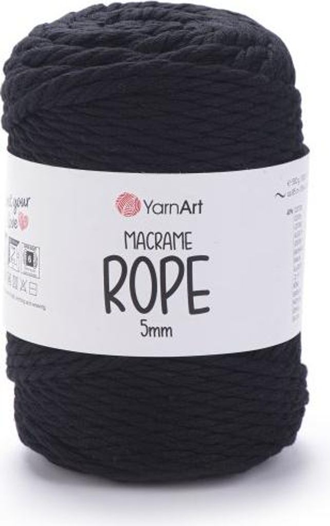 Yarn Art Macrame Rope 5 mm 85 m 750 Black Schnur