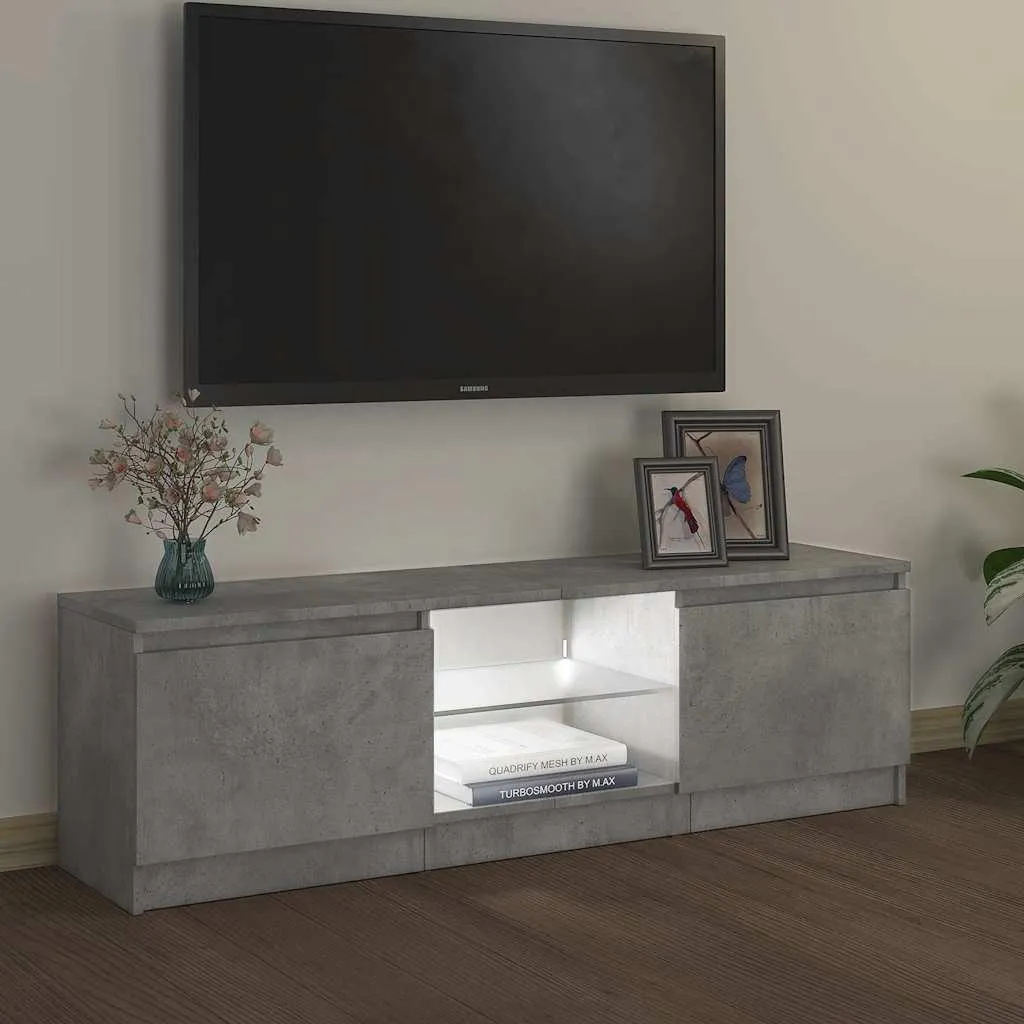 Mobile Porta TV con Luci LED RGB 120cm - Effetto Cemento Grigio Industrial - 5