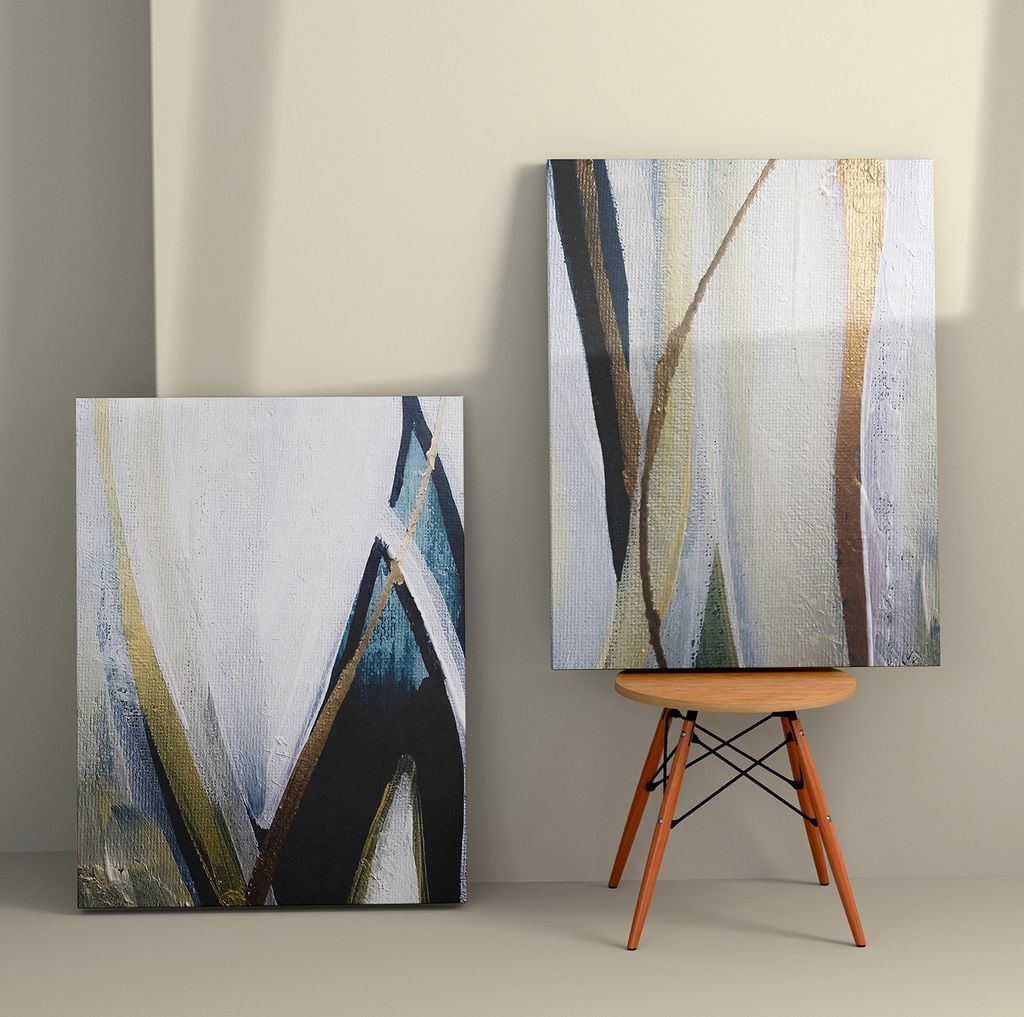 Wallity, 2KNV4252 - 50 x 70, Dekoratives Leinwandgemälde (2 Stück), Mehrfarbig, 100 % LEINWAND, 50 x 70 cm