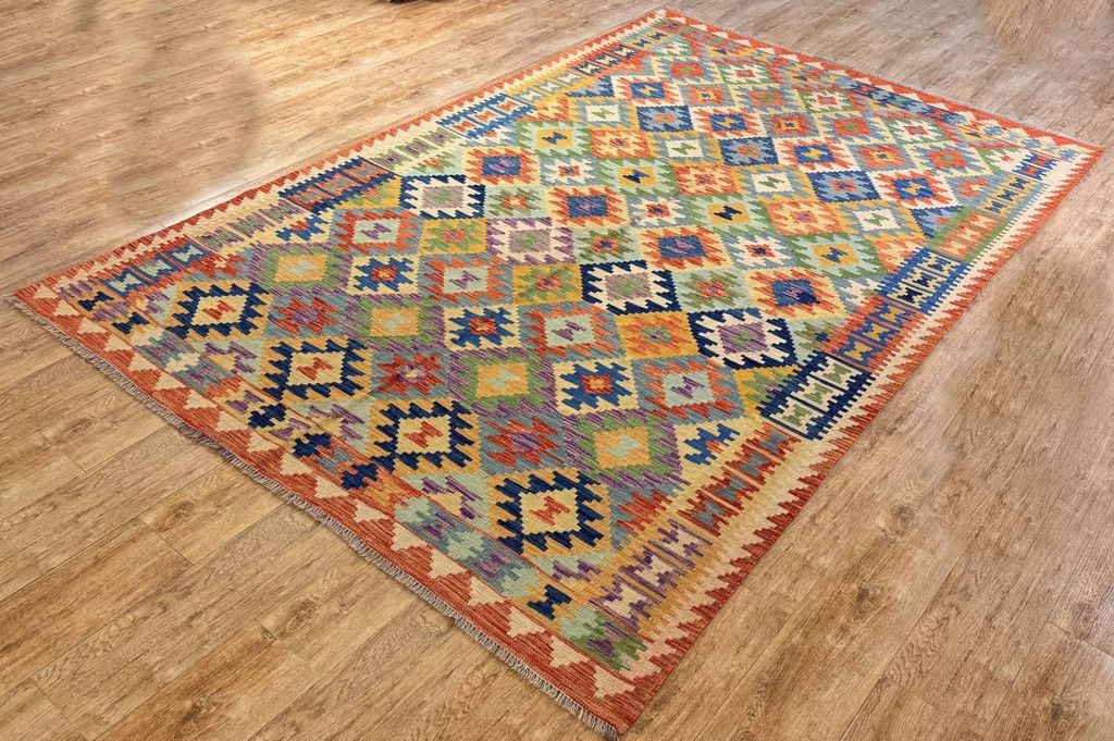 Teppich KELIM ORIGINAL | Farbe: Multi; Größe: 197x293 cm | strapazierfähig und leicht zu reinigen | Wohnzimmer | Schlafzimmer