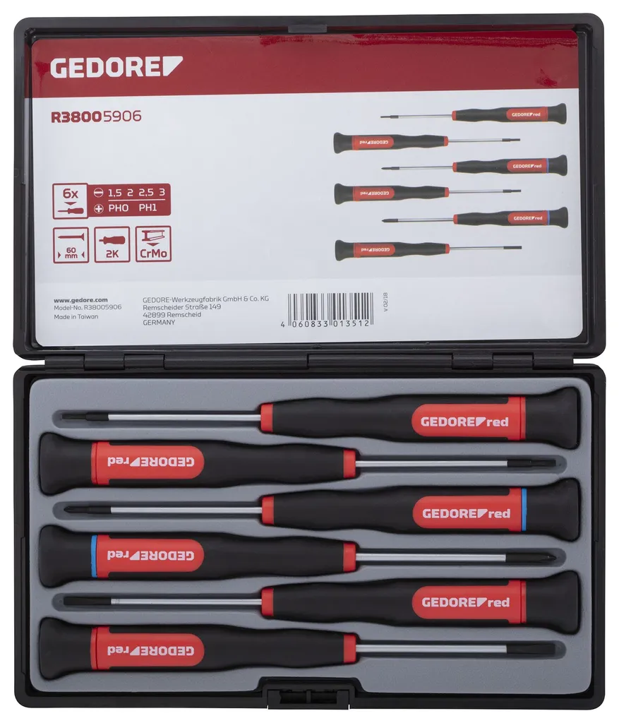 Gedore Rosso R38005906 Set 6 Cacciaviti Elettronici Precisione 2C