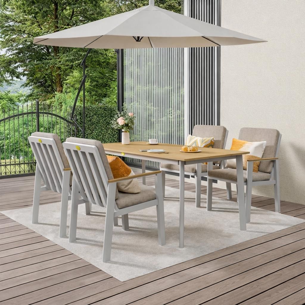 MEXO Gartenlounge-Set Aluminium Garten Essgruppe für 4 Produktbild 