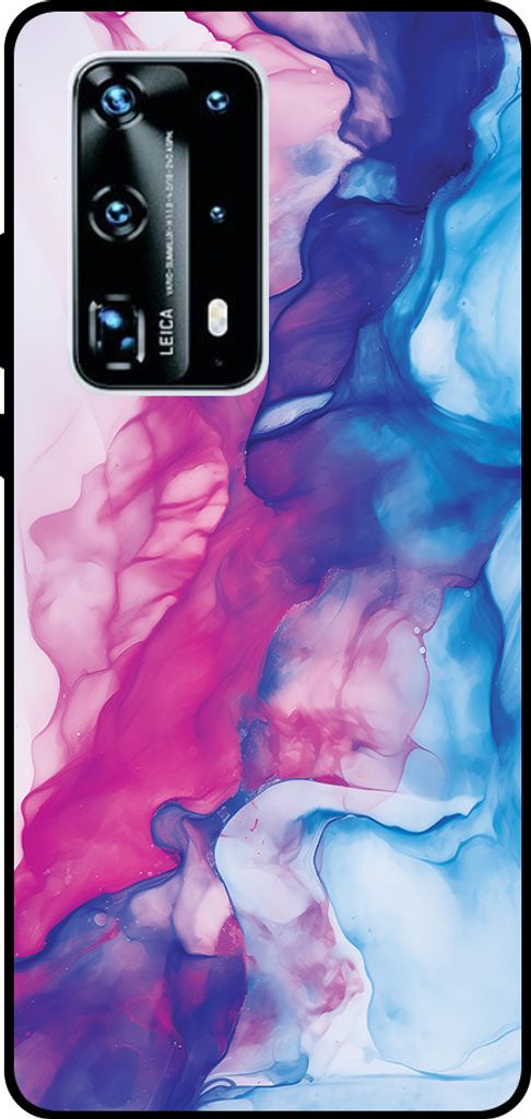 Smartphonica Telefon Fall fit für Huawei P40 Pro Plus mit rosa blau Marmor Print - TPU Backcover Fall Rose blau Marmor Design