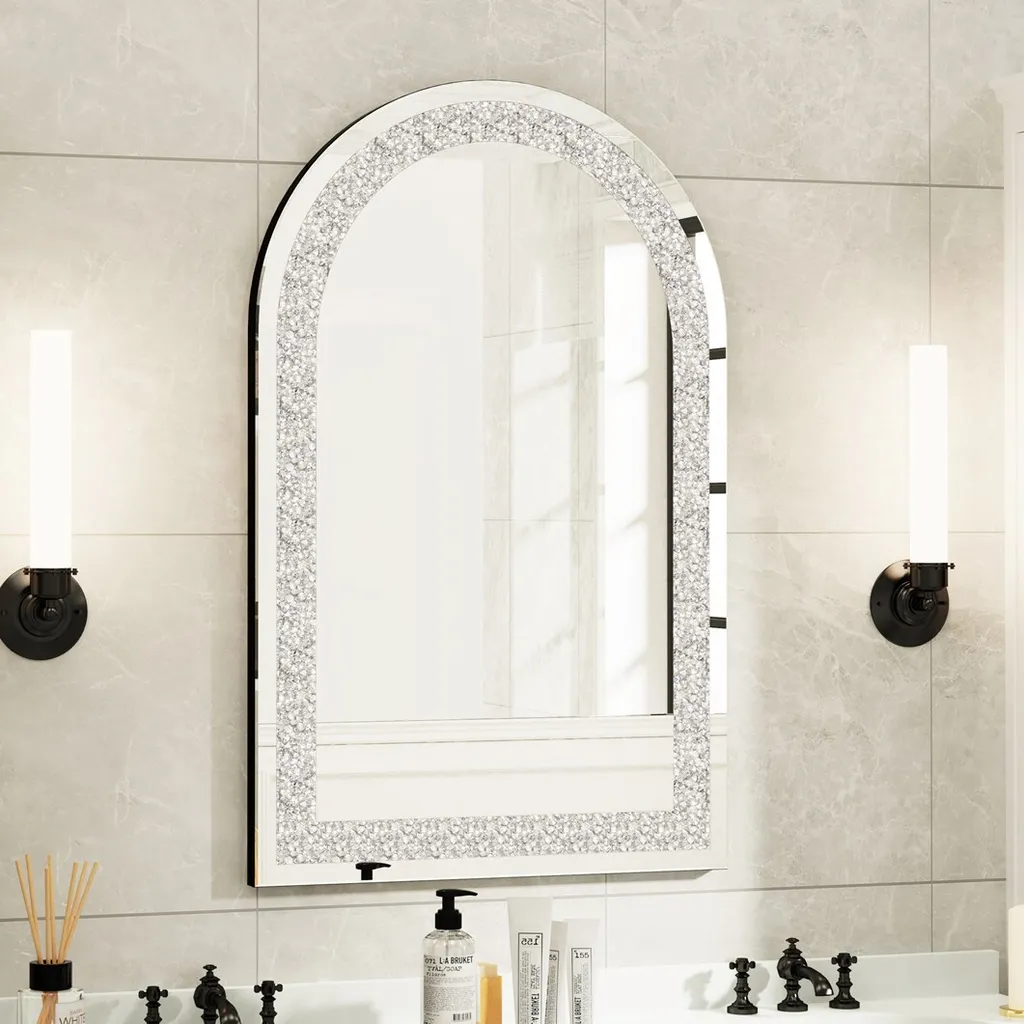 Miroir Décoratif Rectangulaire Style Verrière 60x90cm avec Cadre Métallique