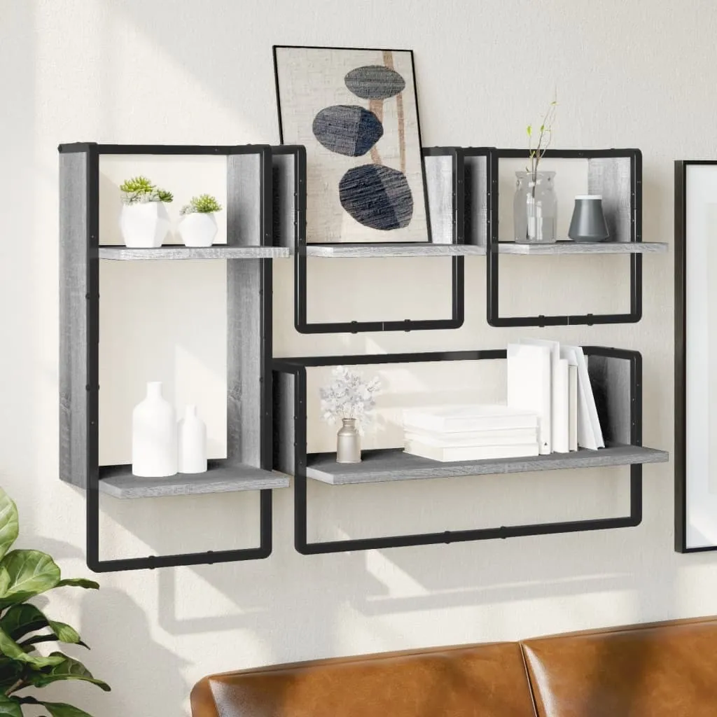 Crea il tuo Angolo Relax con le Mensole SYFAX Grigio Sonoma 4pz - 2