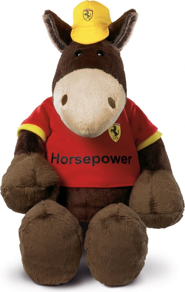 Nici 26230 Nici Sports Ferrari braunes Pferd ca 50cm Plüsch mit Tshirt und Mütze