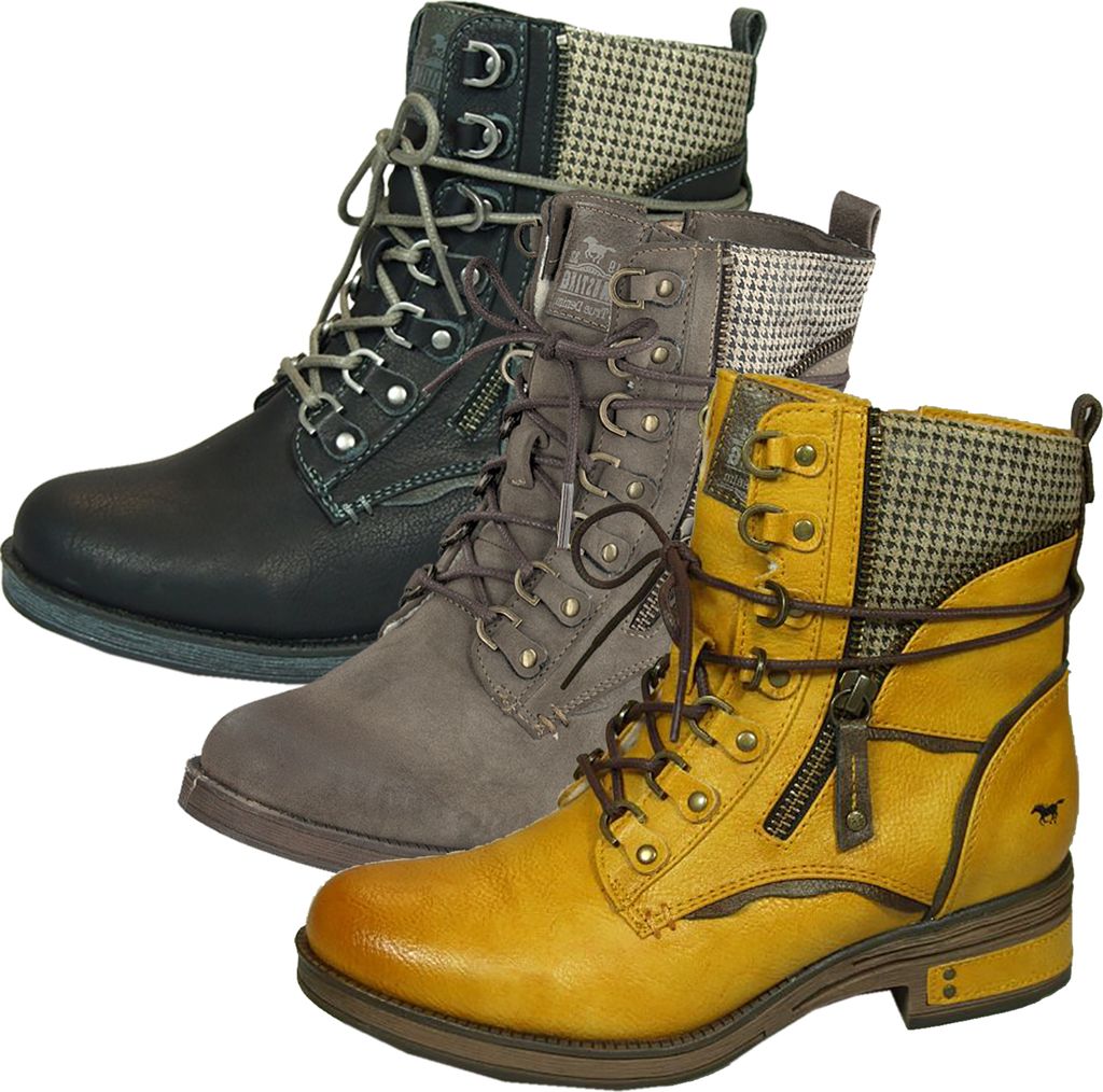 Mustang Damen Stiefeletten Schnürboots Warmfutter Kurzstiefel 1293-601, Größe:36 EU, Farbe:Schwarz