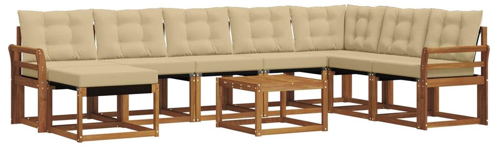 (Robust Möbel)Outdoor-Sofa garnitur moderne - Balkonmöbel/Gartenlounge-Set - robust und langlebig - mit Kissen 9 pcs Natur und Beige - Gartensofa...