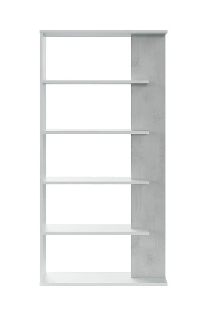 Étagère de bibliothèque ALIDA décor gris ciment - 90x180x25 cm moderne