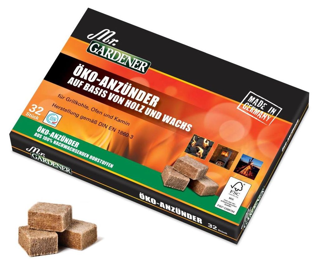 Mr. GARDENER Öko-Anzünder, auf Basis von Holz und Wachs, 32 Produktbild 