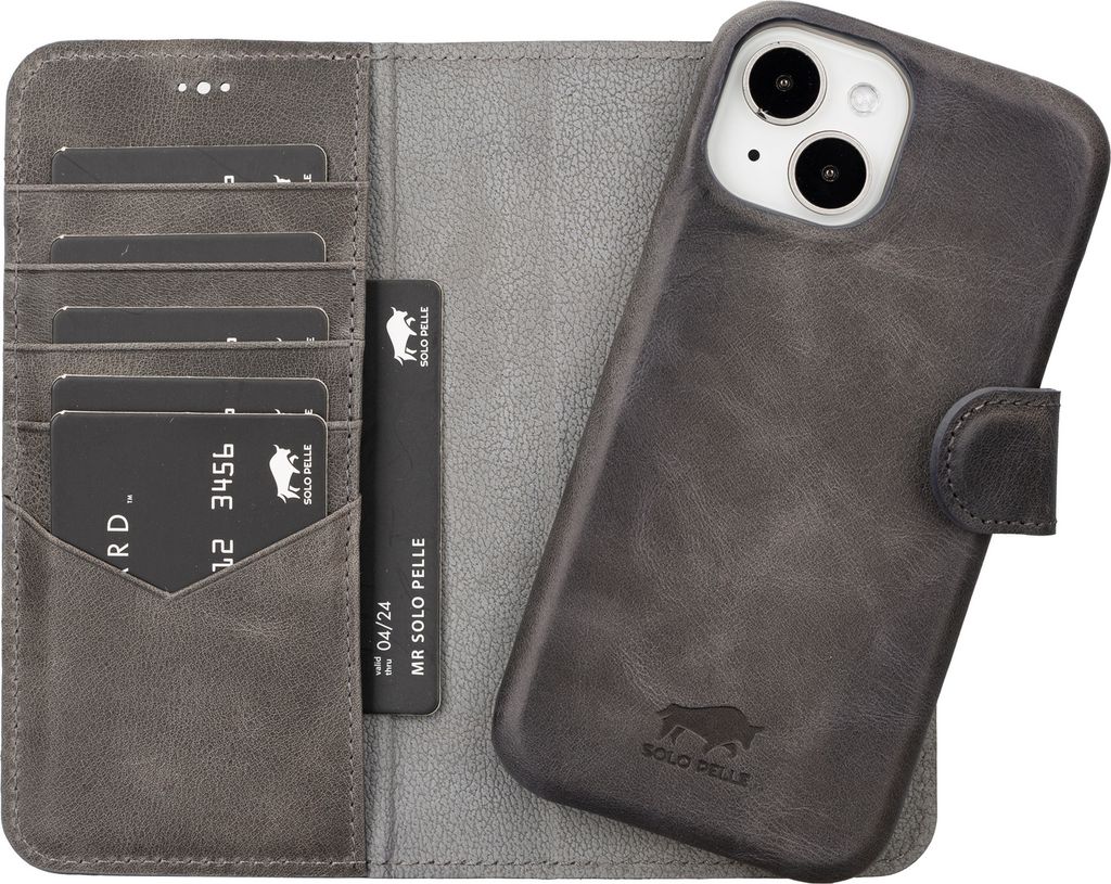 Solo Pelle Lederhülle kompatibel für iPhone 15 abnehmbare Hülle (2in1) l Personalisierbar l verschiedene Farben l Quintus e-Com