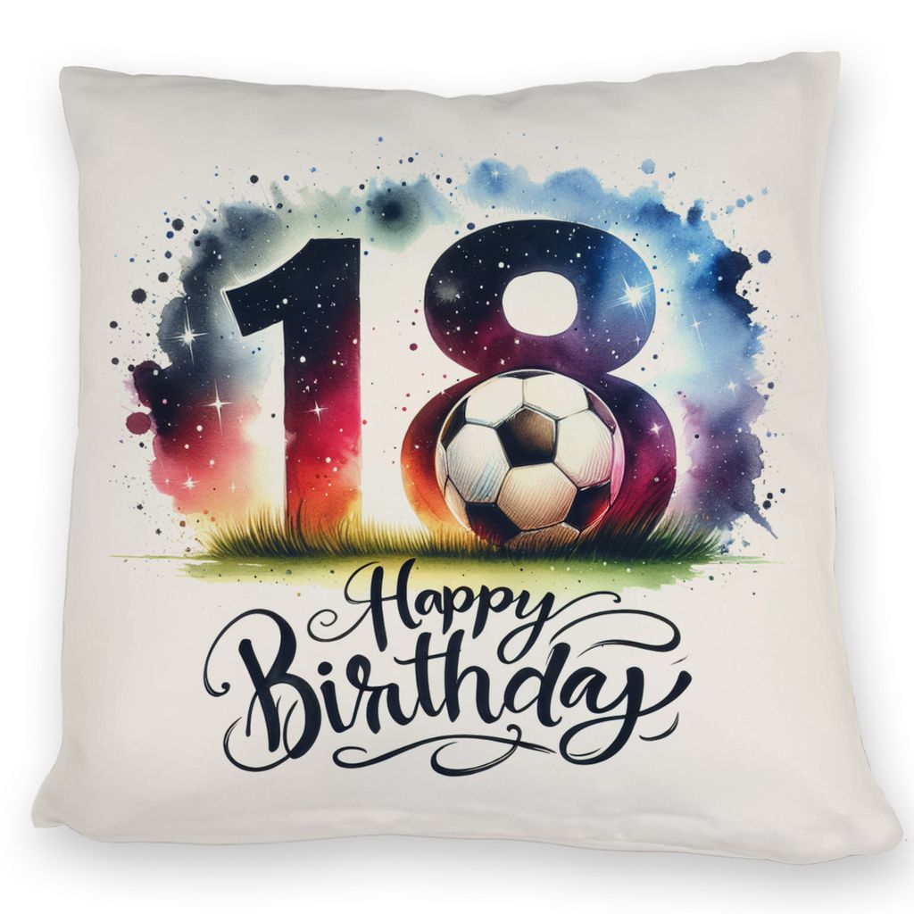 18. Geburtstag Fußball Kissen mit Spruch Happy Birthday 18