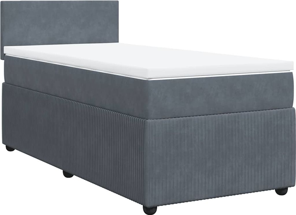 vidaXL Boxspringbett mit Matratze Dunkelgrau 90x190 cm Samt