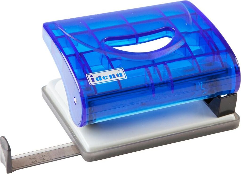 IDENA Locher mit Anschlagsschiene / Farbe: transluzent blau