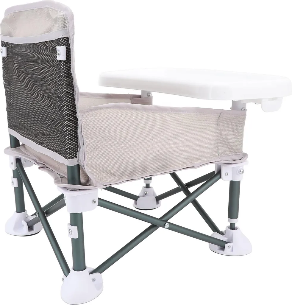Siège de repas bébé gris pliable et léger pour activités extérieures - 4