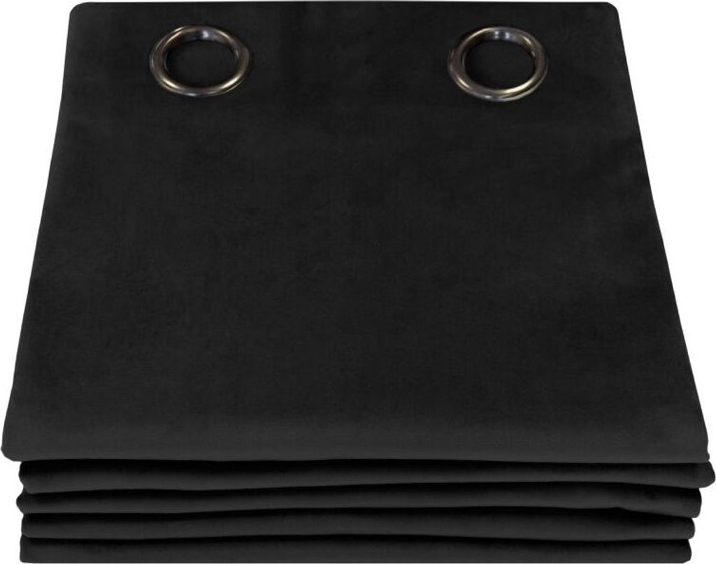 MOONDREAM Verdunkelungsvorhang | Licht+Sonnenschutz | 100% Lichtschutz | Samt | Ösen | Schwarz MC710 | 135B x 260H cm