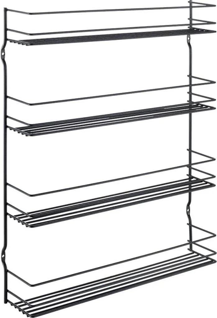 Supporto Portaspezie Metaltex Pepito 4 Nero 36x8x45 cm | Robusto e Antiruggine