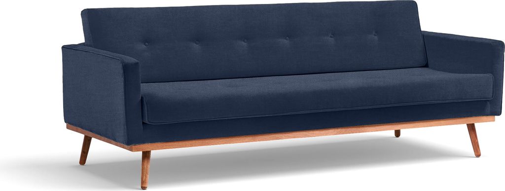 Klematisar Sofa mit Schlaffunktion 215cm, Dreisitzer auf Holzbeinen, Ausziehbare Couch fürs Wohnzimmer, Skandinavischer Stil