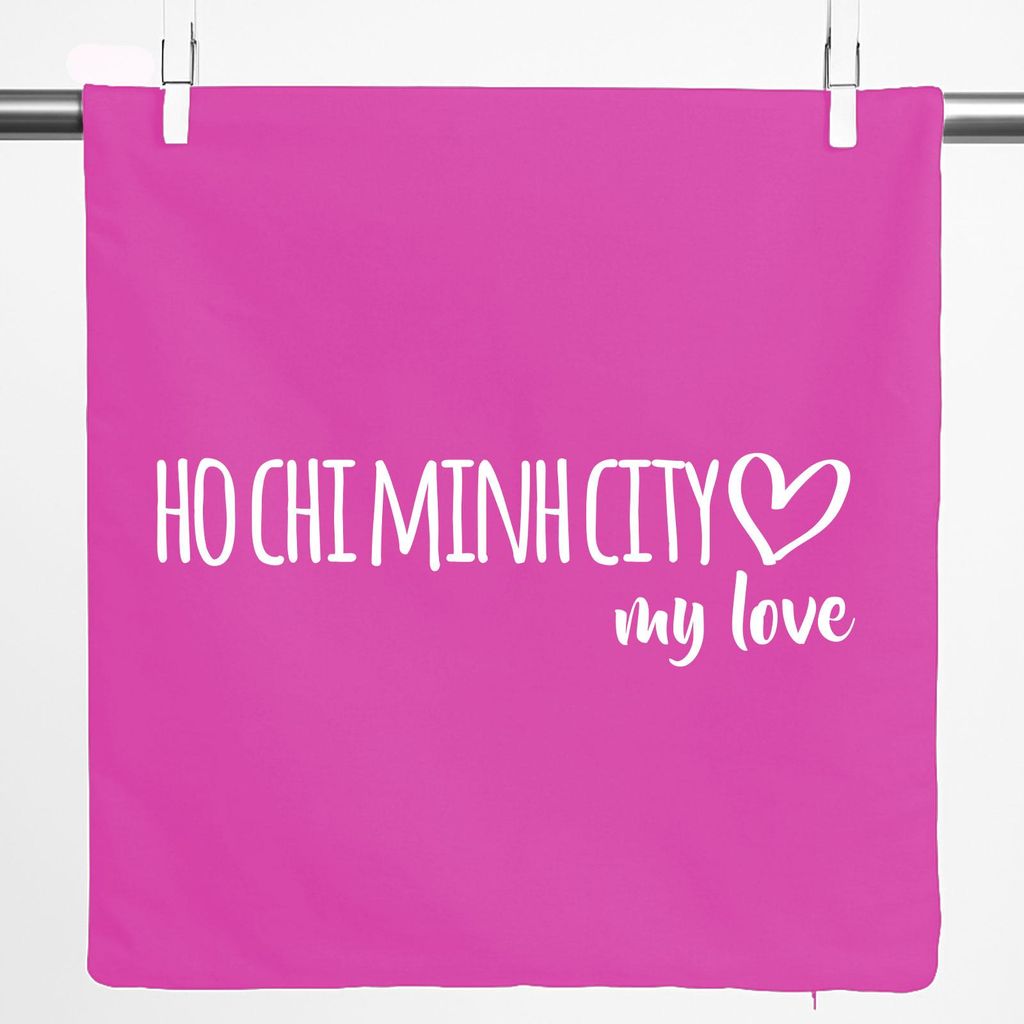 Huuraa Kissenbezug Ho Chi Minh City my love 40x40cm Fuchsia Baumwolle Dekokissenbezug Geschenkidee