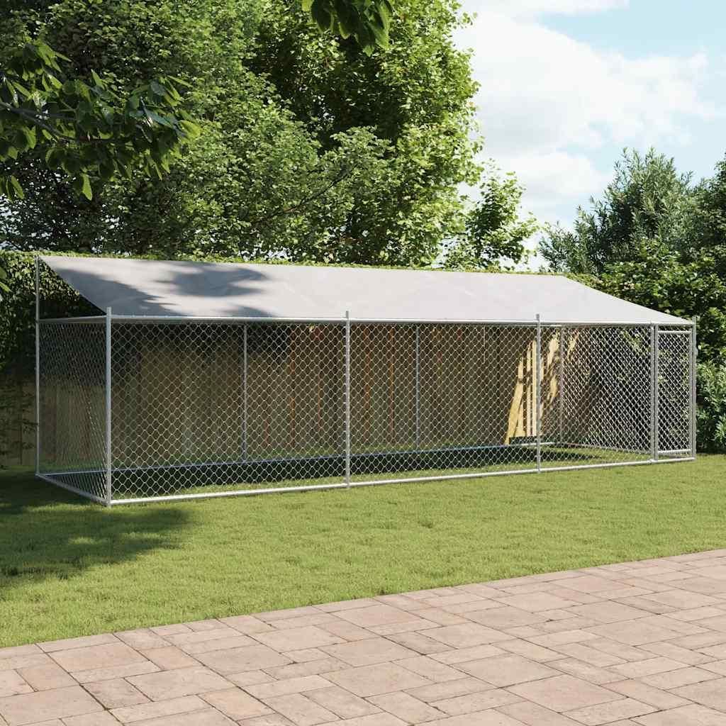 VidaXL Hondenhok met dak en deur 6x2x2 m gegalvaniseerd Produktbild 