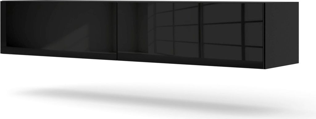 Závěsná televizní skříňka BINGO 160 cm ČERNÝ LESK Nízký Obrázek produktu 