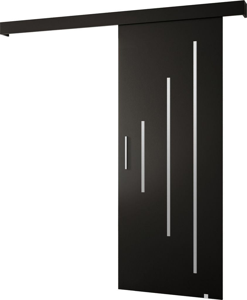 MEBLE KRYSPOL Schiebetürsystem SALWADOR Y mit Schienenabdeckung, Einbautüren, 90x204cm, Schwarz