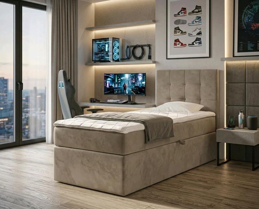 NORDELO Boxspringbett INCANTO 120x200 cm AMOR Velvet Taupe Produktbild 