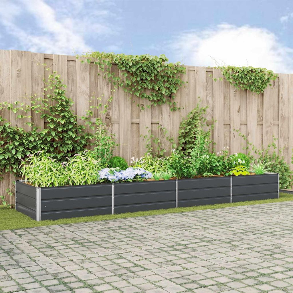 "Schlussverkauf" Pflanzkübel im Garten - 1 pc - Blumenbeet/Gartenbeet - Anthrazit 195x100x45 cm Verzinkter Stahl C13560