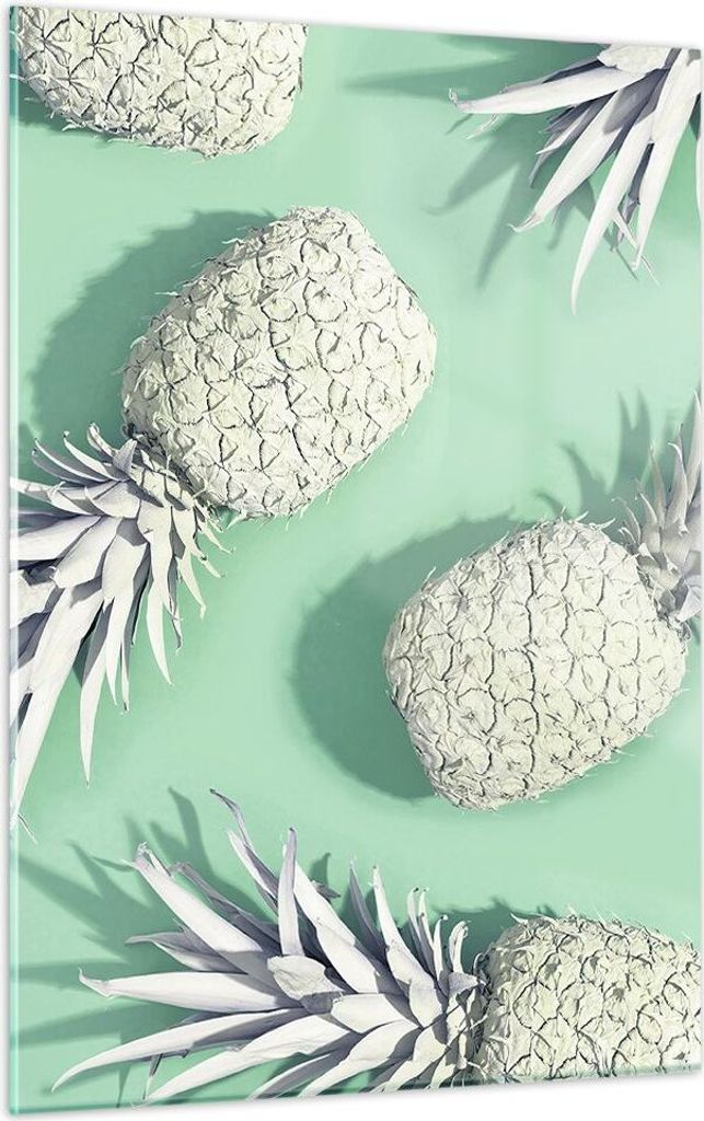 Bilder auf glas - Einteilig - Ananas Obst Saft - 50x70cm - Glasbilder - Wandbilder - Bilder - zum Aufhängen bereit - Wanddekoration aus Glas - Gla...