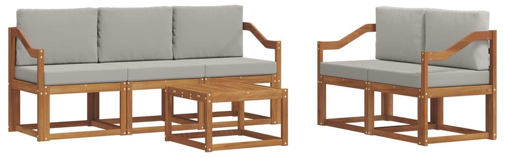 vidaXL Outdoor-Sofagarnitur mit Kissen 6 pcs Natürlich und Hellgrau