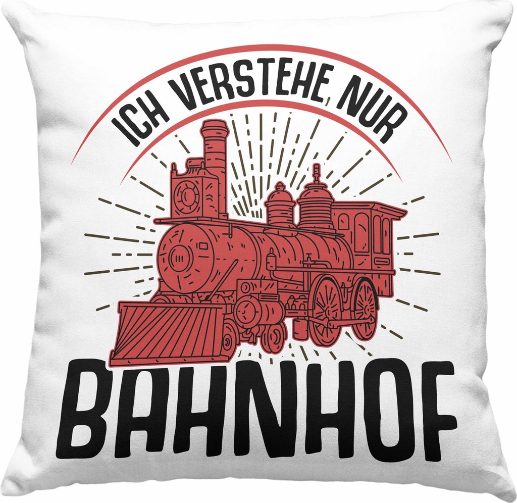 Trendation - Ich Versteh Nur Bahnhof Lokführer Deko-Kissen mit Füllung 40x40 Geschenk Eisenbahner Spruch Lokomotive Geschenkidee Eisenbahn (Grün)