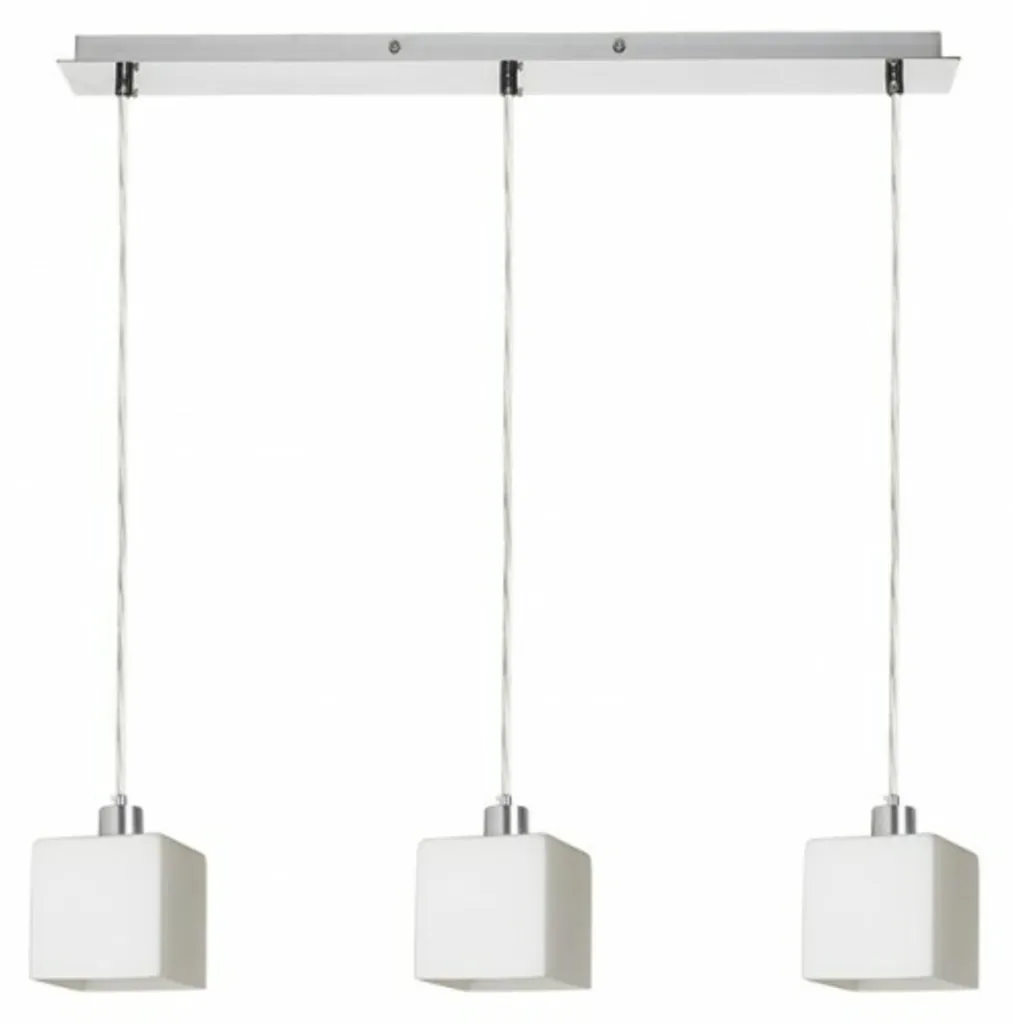 Suspension LED E27 DADOS III 60 en Verre Dépoli et Finition Chrome