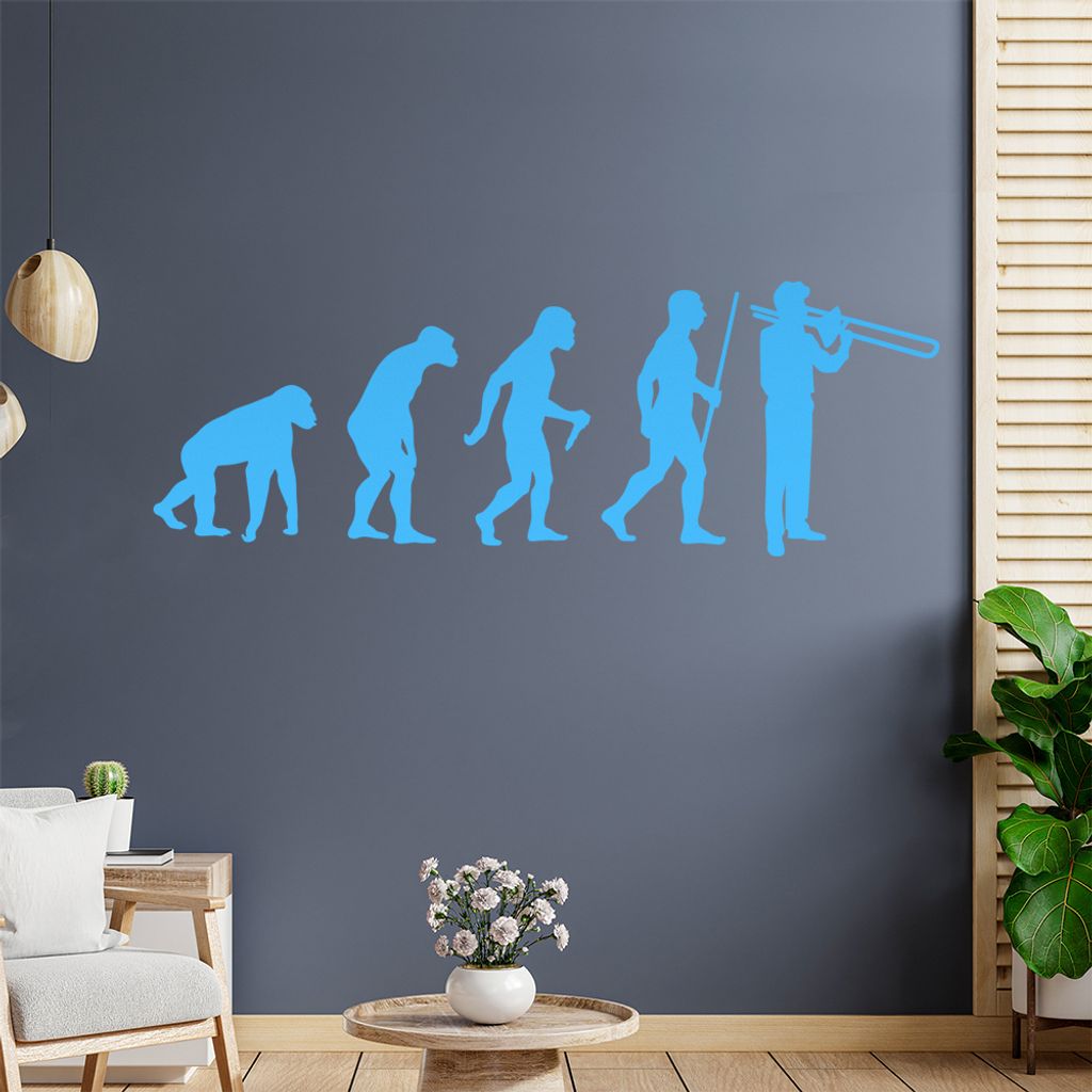 Posaune Trompete Evolution Wandtattoo Wandaufkleber Wall Sticker - Dekoration, Küche, Wohnzimmer, Schlafzimmer, Badezimmer