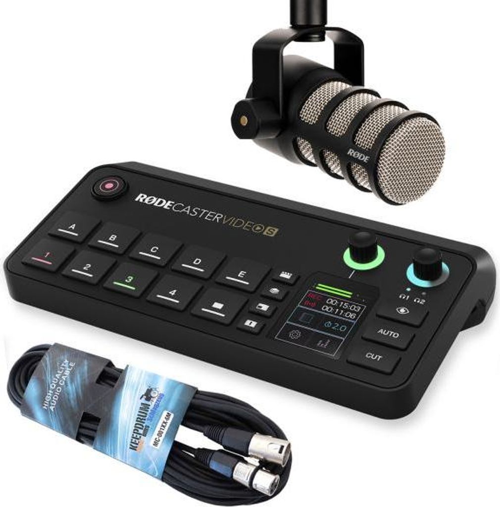 Rode Rodecaster Video S Produktions-Konsole mit Podmic und Kabel