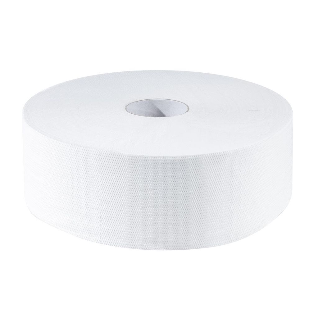 Tissue24 Jumbo Toilettenpapier 2-lagig aus Zellstoff – 350 m | 6 Rollen | Hochweiß & weich für stark frequentierte Waschräume